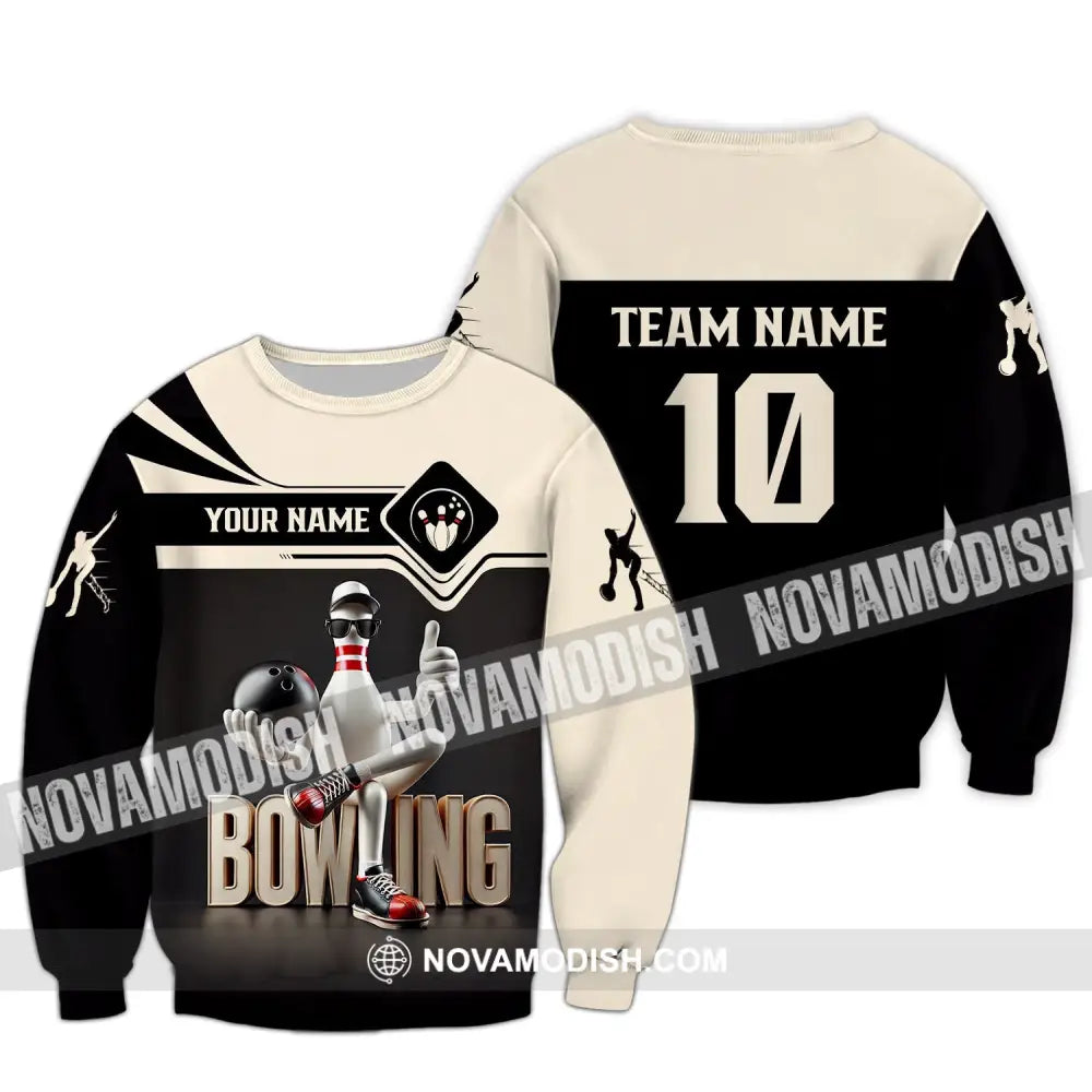 Unisex Shirt - Custom Text Bowling Long Sleeve / S T-Shirt