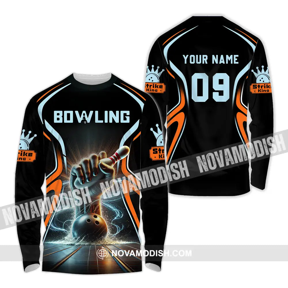 Unisex Shirt - Custom Text Bowling Long Sleeve / S T-Shirt