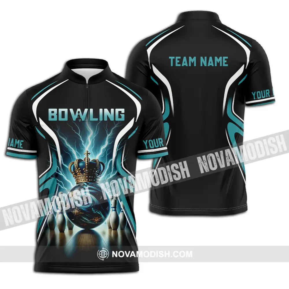 Unisex Shirt - Custom Text Shirt Bowling Shirt Zipper Polo Shirt / S T-shirt