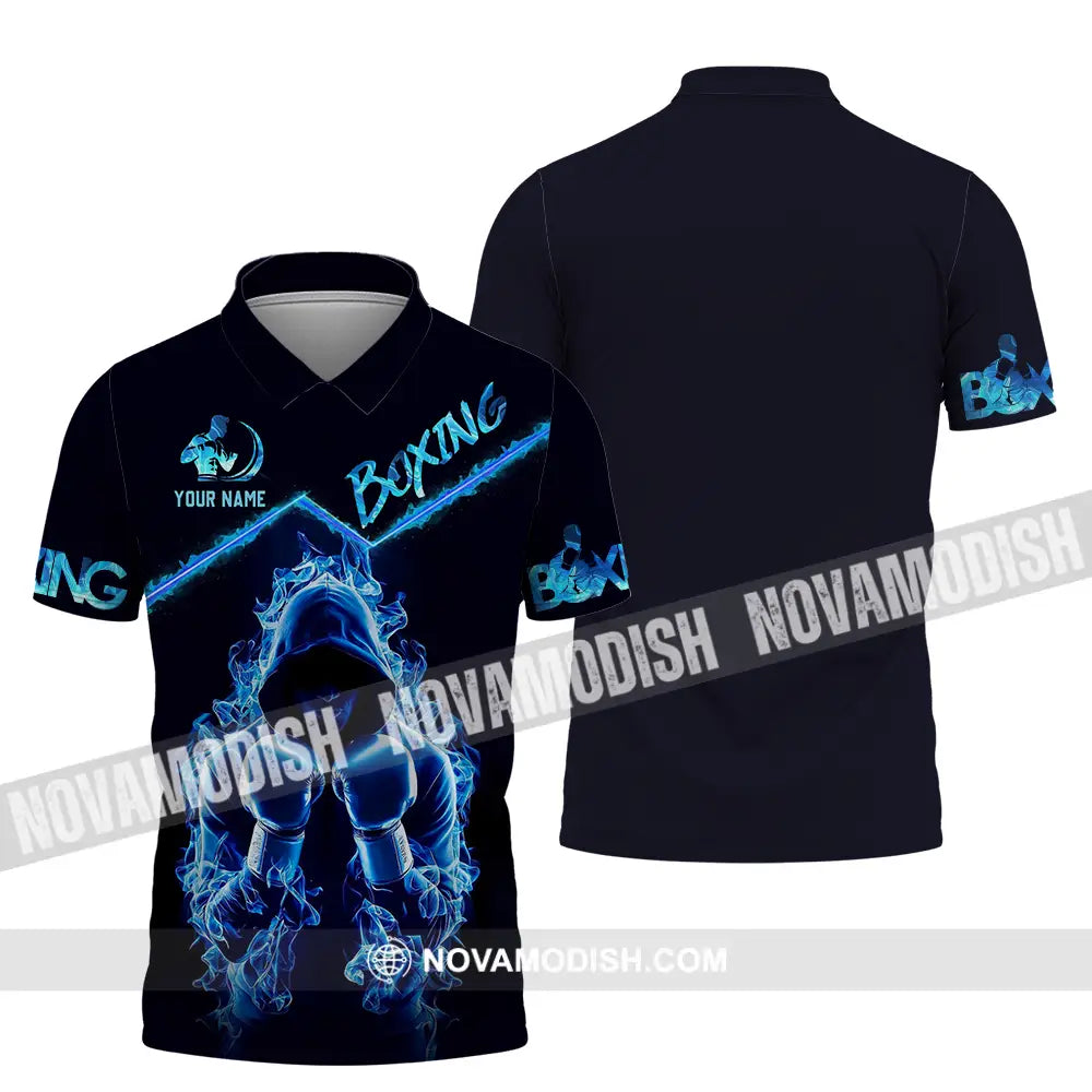 Unisex Shirt - Custom Text Shirt Boxing Blue Polo Shirt / S T-shirt
