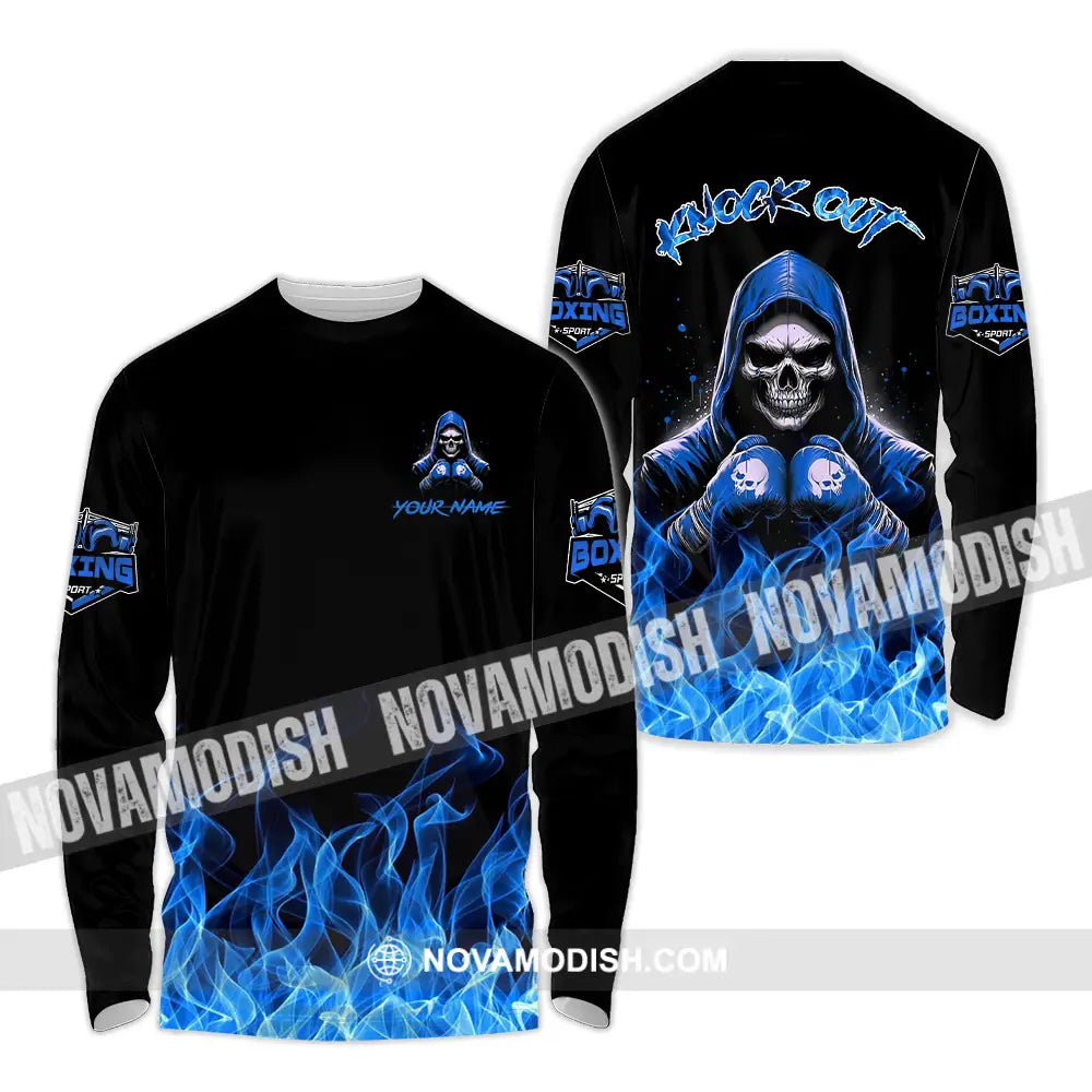 Unisex Shirt - Custom Text Shirt Boxing Knock Out Shirt Long Sleeve Shirt / S T-shirt