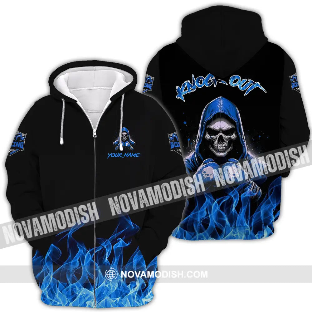 Unisex Shirt - Custom Text Shirt Boxing Knock Out Shirt Zipper Hoodie / S T-shirt