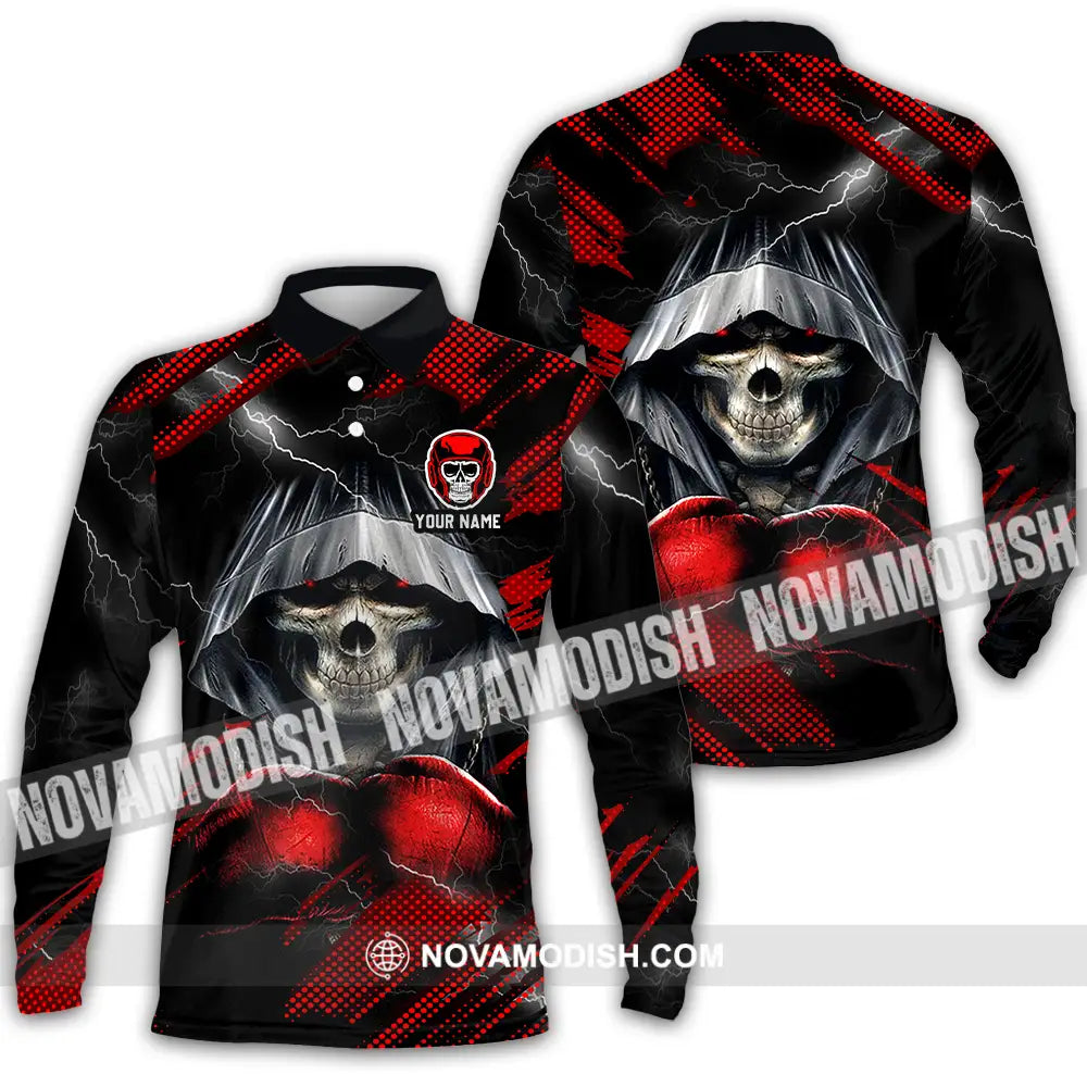 Unisex Shirt - Custom Text Shirt Boxing Shirt Long Sleeve Polo / S T-shirt