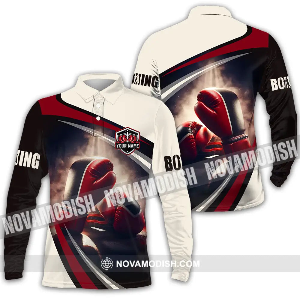 Unisex Shirt - Custom Text Shirt Boxing Long Sleeve Polo / S T-shirt