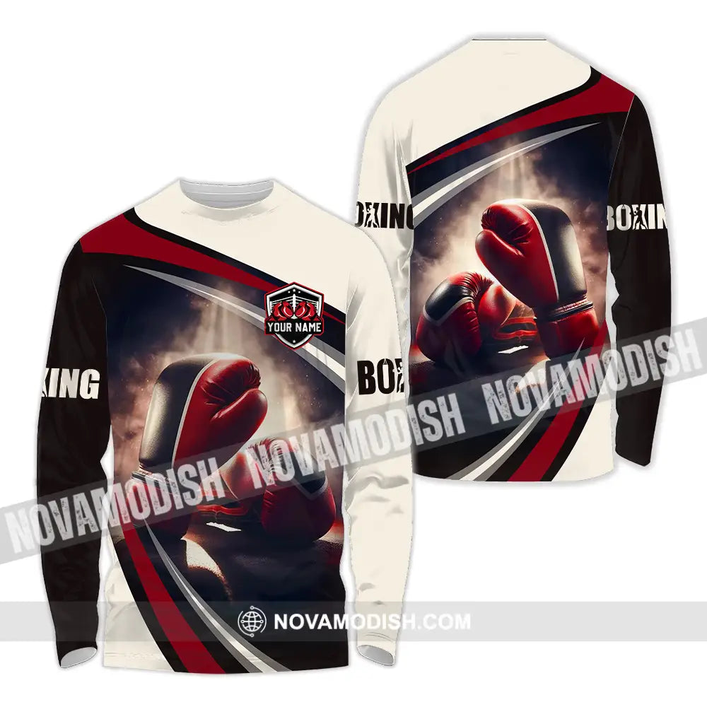 Unisex Shirt - Custom Text Shirt Boxing Long Sleeve Shirt / S T-shirt