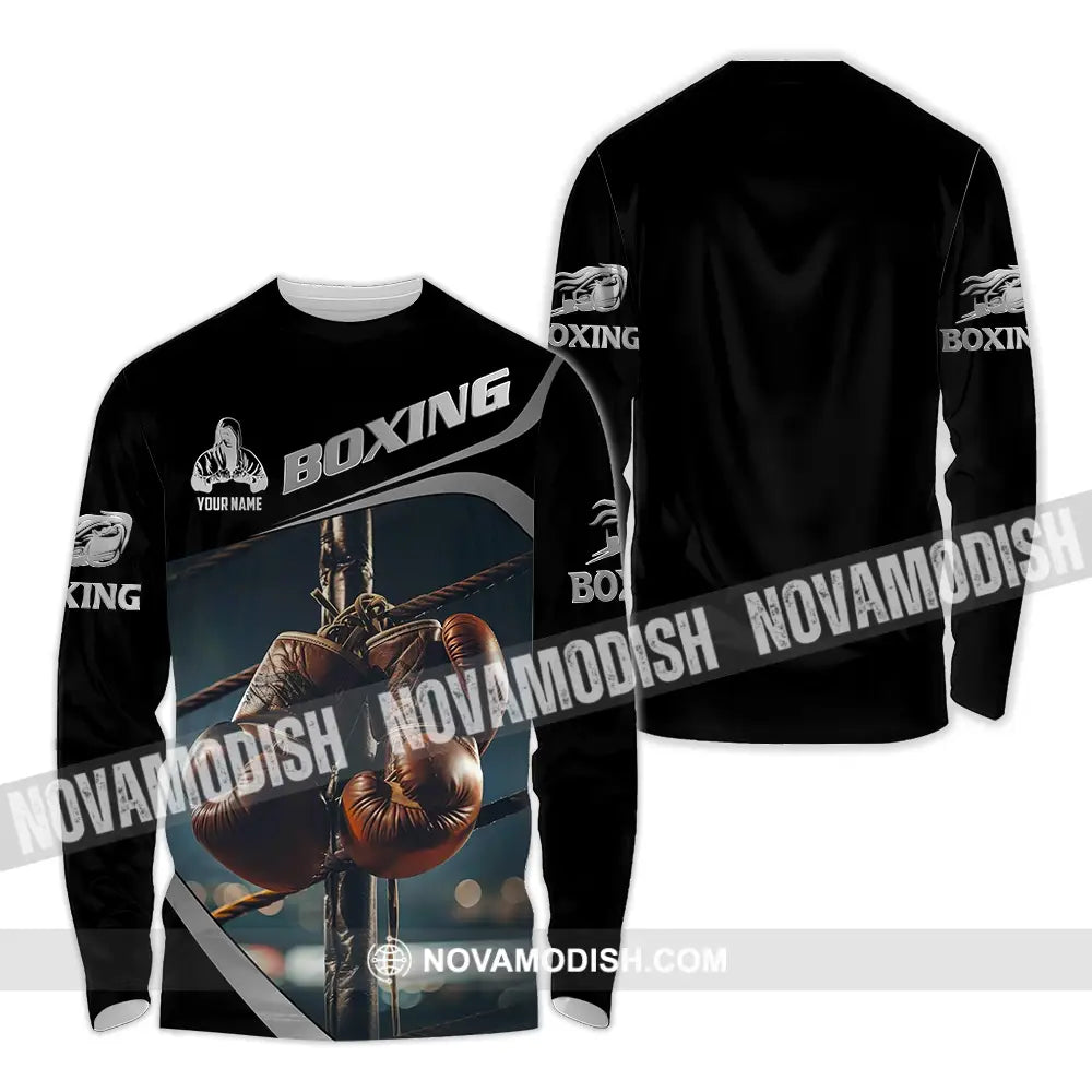 Unisex Shirt - Custom Text Shirt Boxing Long Sleeve Shirt / S T-shirt