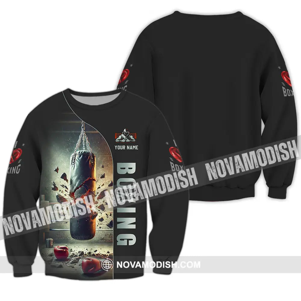 Unisex Shirt - Custom Text Shirt Boxing Long Sleeve / S T-shirt