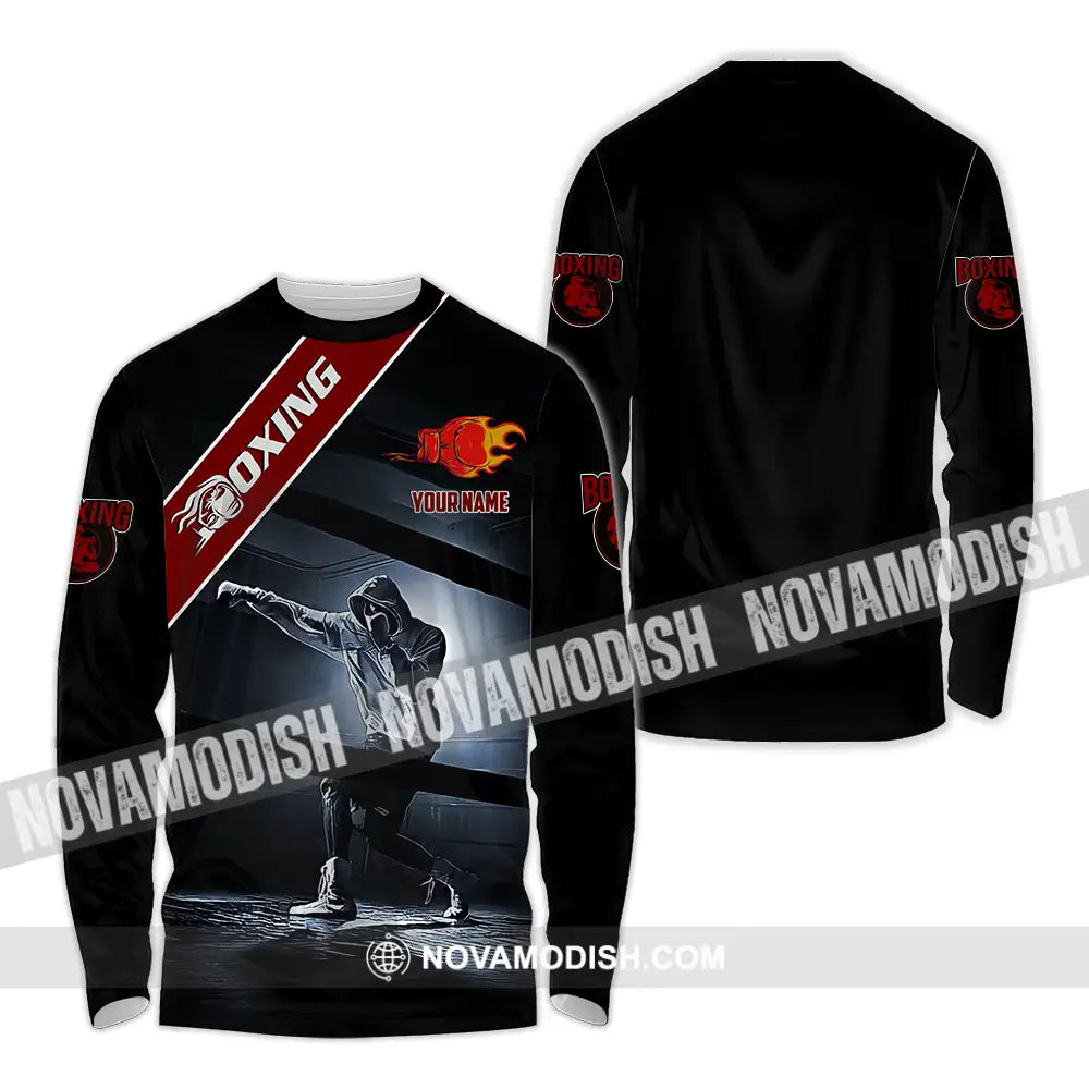 Unisex Shirt - Custom Text Shirt Boxing Long Sleeve Shirt / S T-shirt