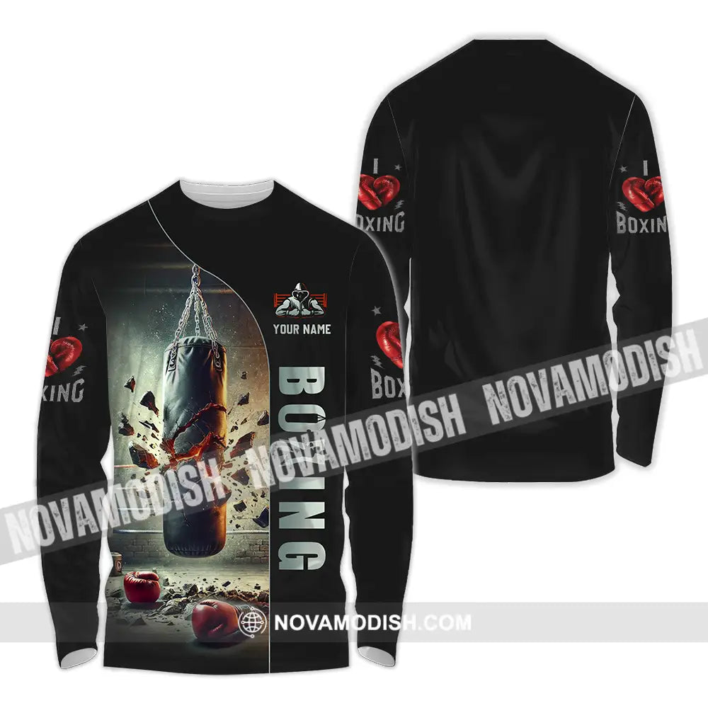 Unisex Shirt - Custom Text Shirt Boxing Long Sleeve Shirt / S T-shirt