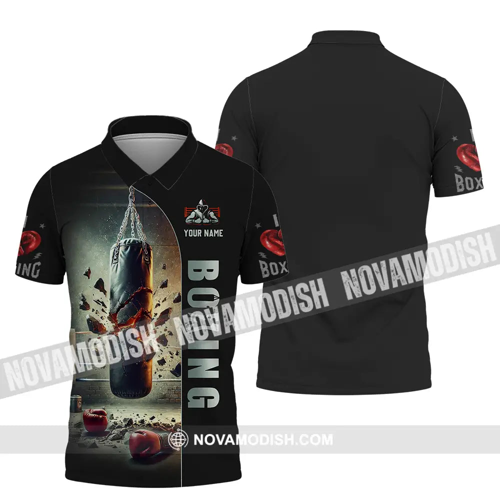 Unisex Shirt - Custom Text Shirt Boxing Polo Shirt / S T-shirt