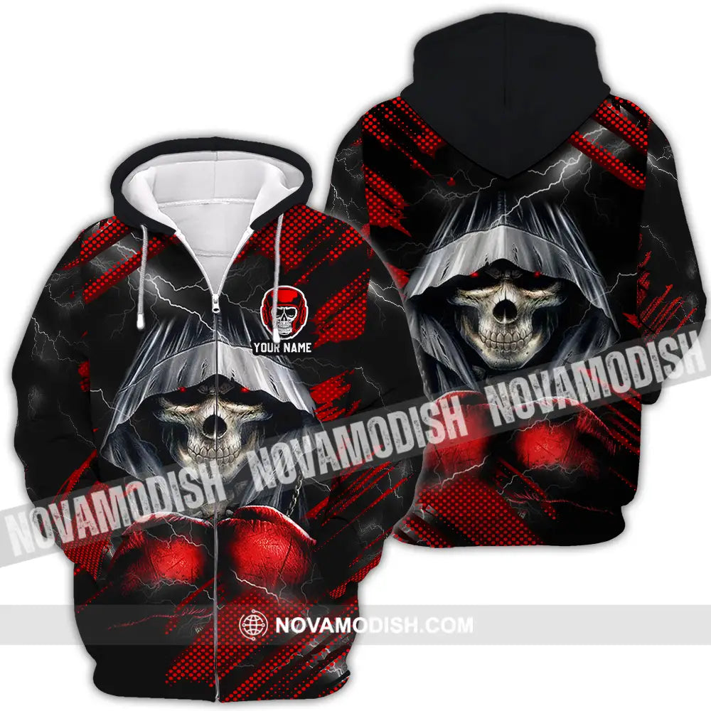 Unisex Shirt - Custom Text Shirt Boxing Shirt Zipper Hoodie / S T-shirt
