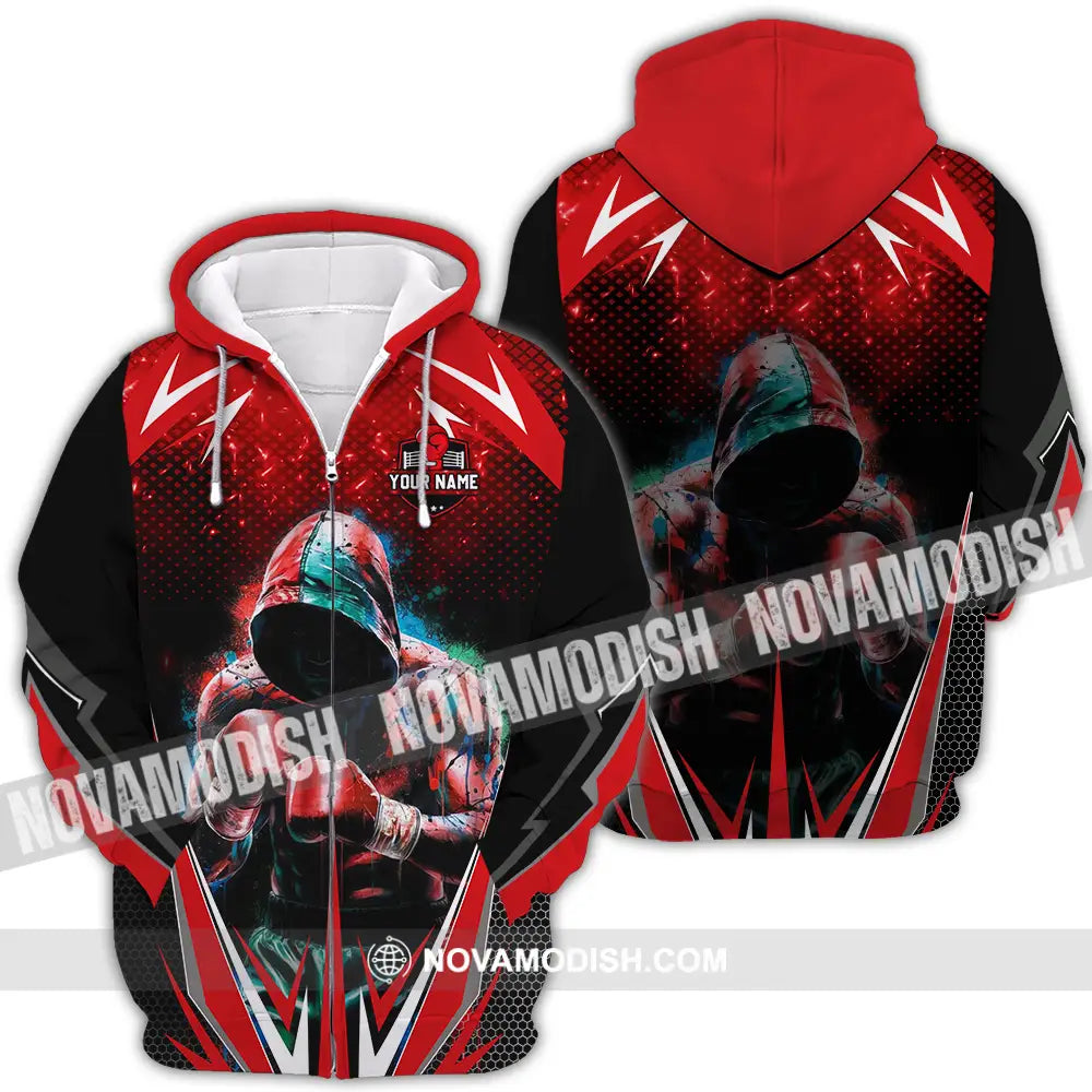 Unisex Shirt - Custom Text Shirt Boxing Shirt Zipper Hoodie / S T-shirt