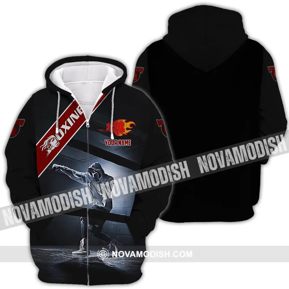 Unisex Shirt - Custom Text Shirt Boxing Zipper Hoodie / S T-shirt