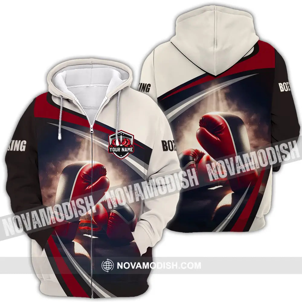 Unisex Shirt - Custom Text Shirt Boxing Zipper Hoodie / S T-shirt