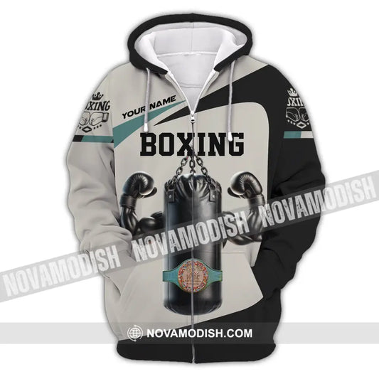 Unisex Shirt - Custom Text Boxing Zipper Hoodie / S T-Shirt