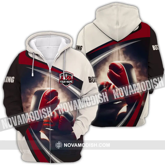 Unisex Shirt - Custom Text Shirt Boxing Zipper Hoodie / S T-shirt
