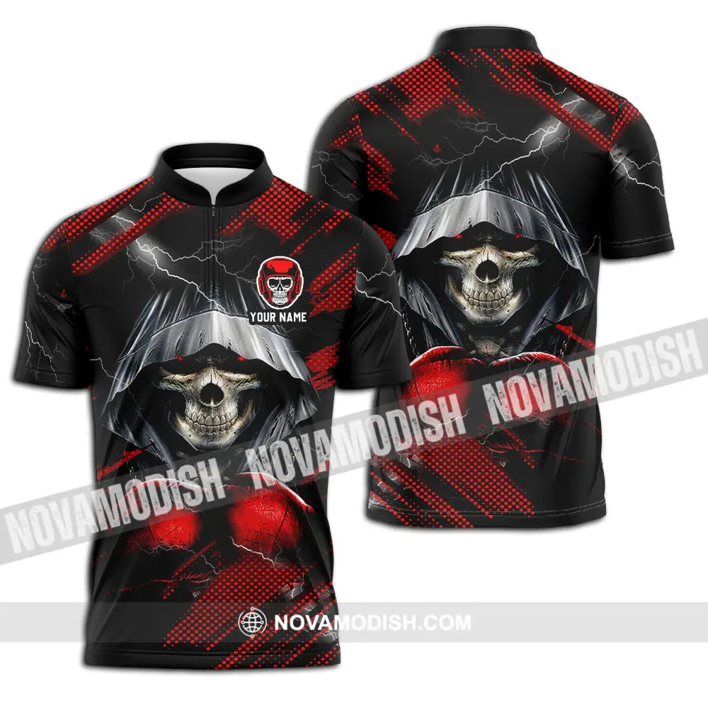 Unisex Shirt - Custom Text Shirt Boxing Shirt Zipper Polo Shirt / S T-shirt