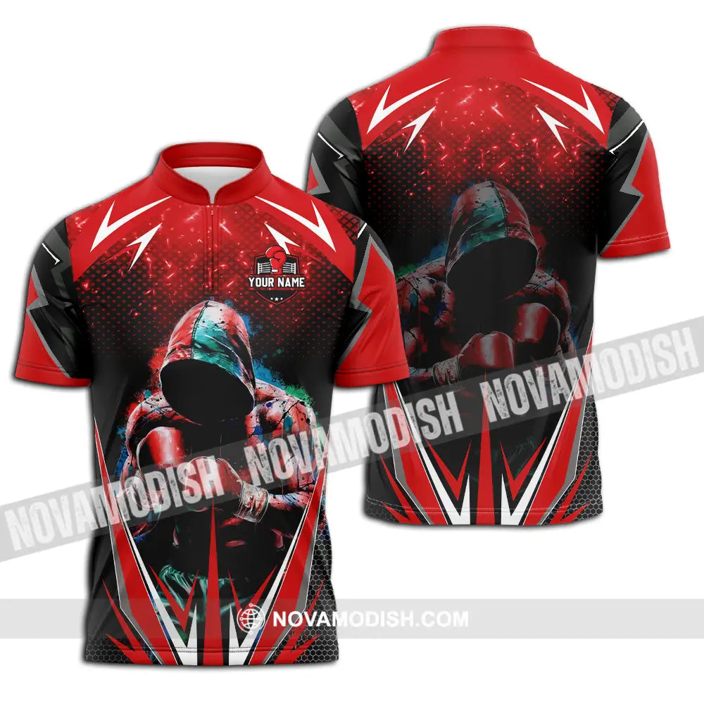 Unisex Shirt - Custom Text Shirt Boxing Shirt Zipper Polo Shirt / S T-shirt