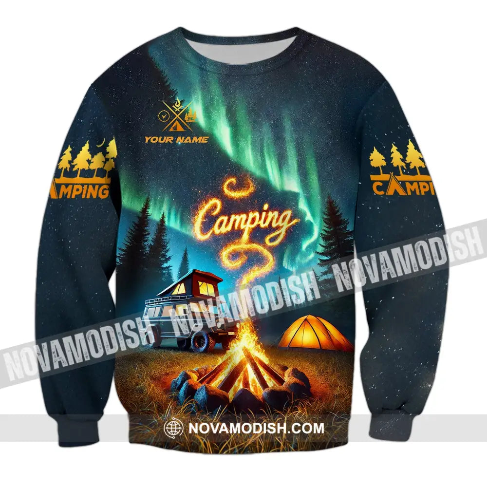 Unisex Shirt - Custom Text Camping Long Sleeve / S T-Shirt