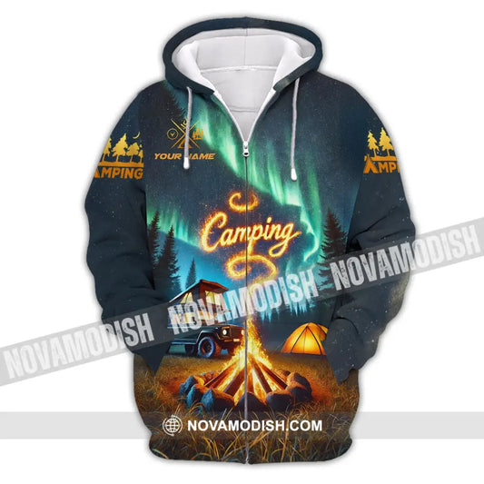 Unisex Shirt - Custom Text Camping Zipper Hoodie / S T-Shirt