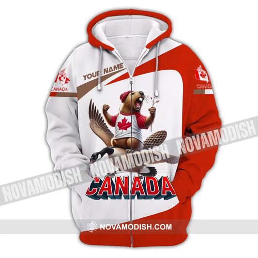 Unisex Shirt - Custom Text Canada Zipper Hoodie / S T-Shirt