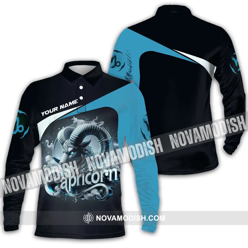 Unisex Shirt - Custom Text Shirt Capricorn Long Sleeve Polo / S T-shirt