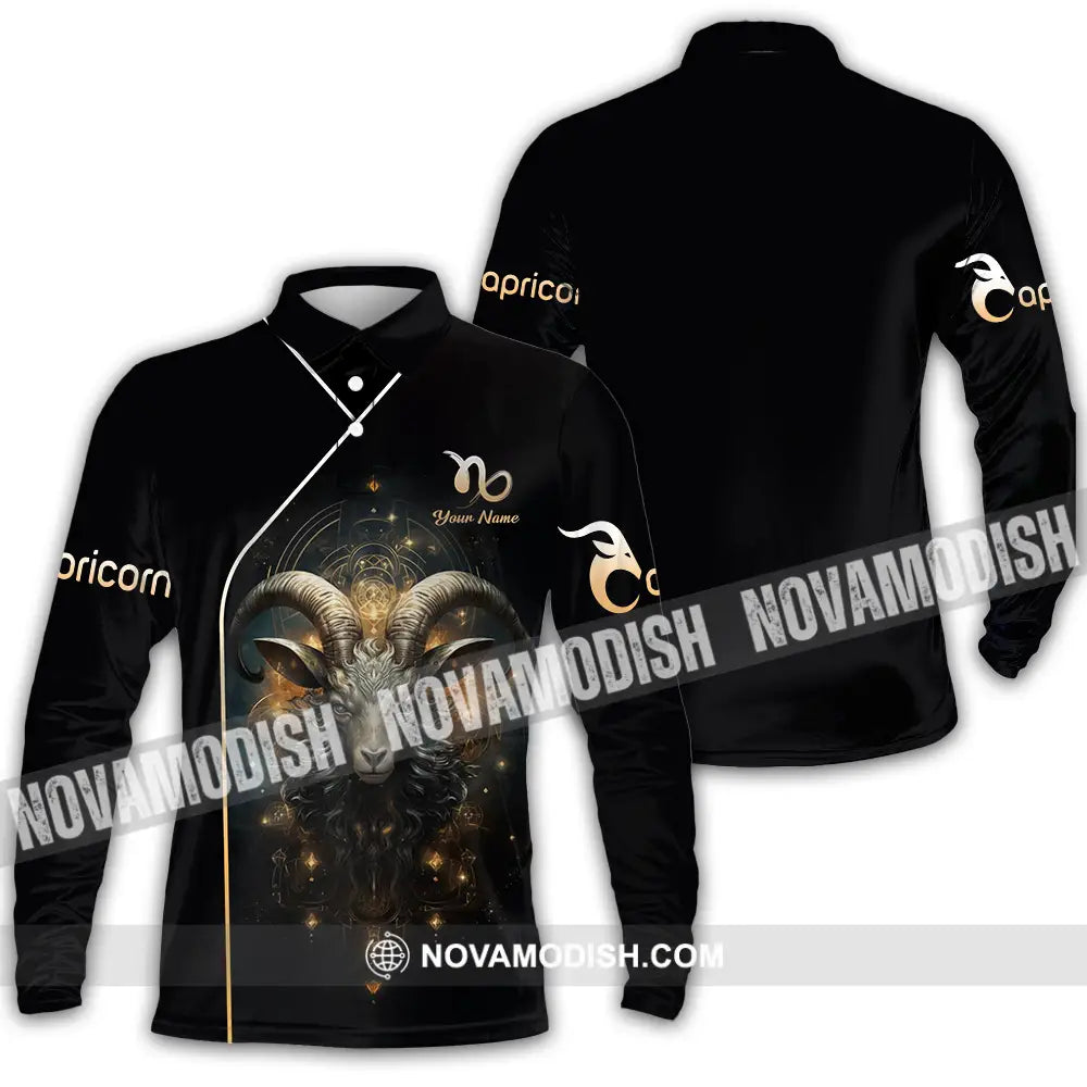 Unisex Shirt - Custom Text Shirt Capricorn Long Sleeve Polo / S T-shirt