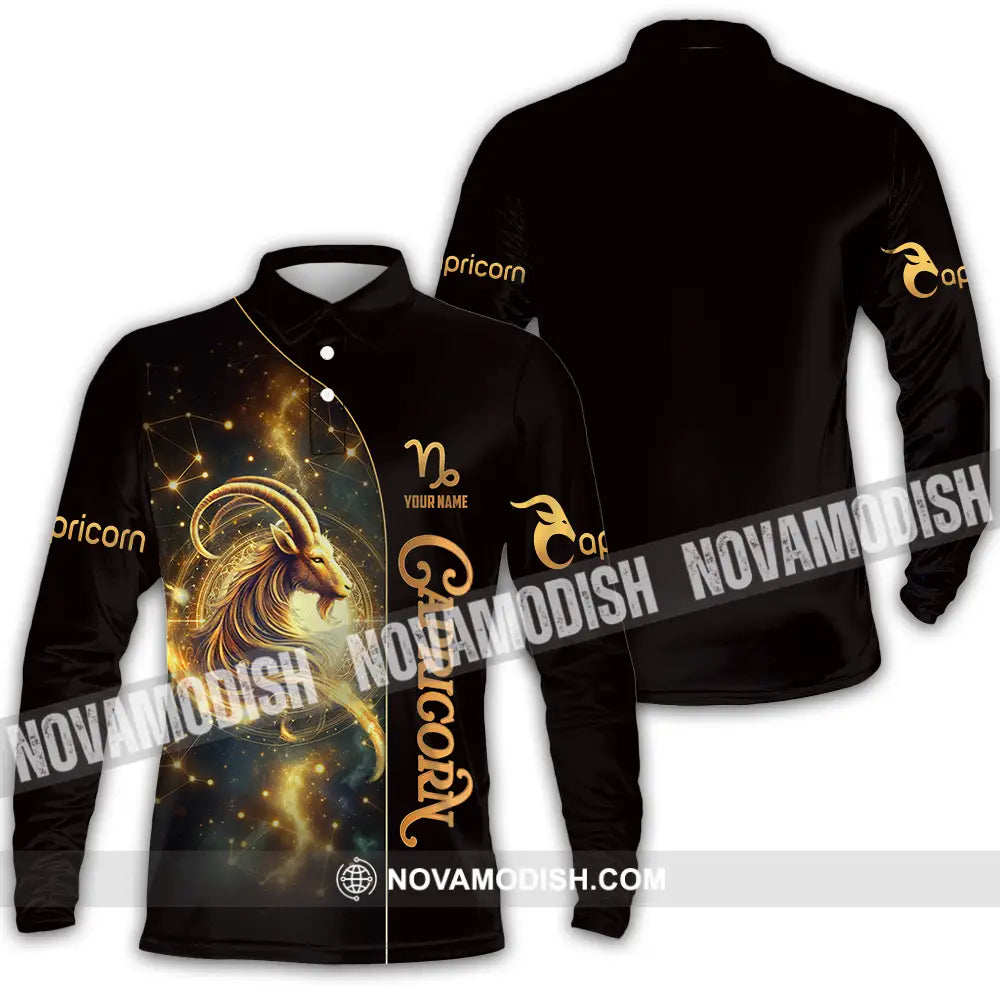 Unisex Shirt - Custom Text Shirt Capricorn Long Sleeve Polo / S T-shirt