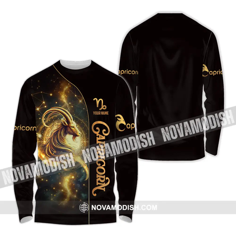 Unisex Shirt - Custom Text Shirt Capricorn Long Sleeve Shirt / S T-shirt