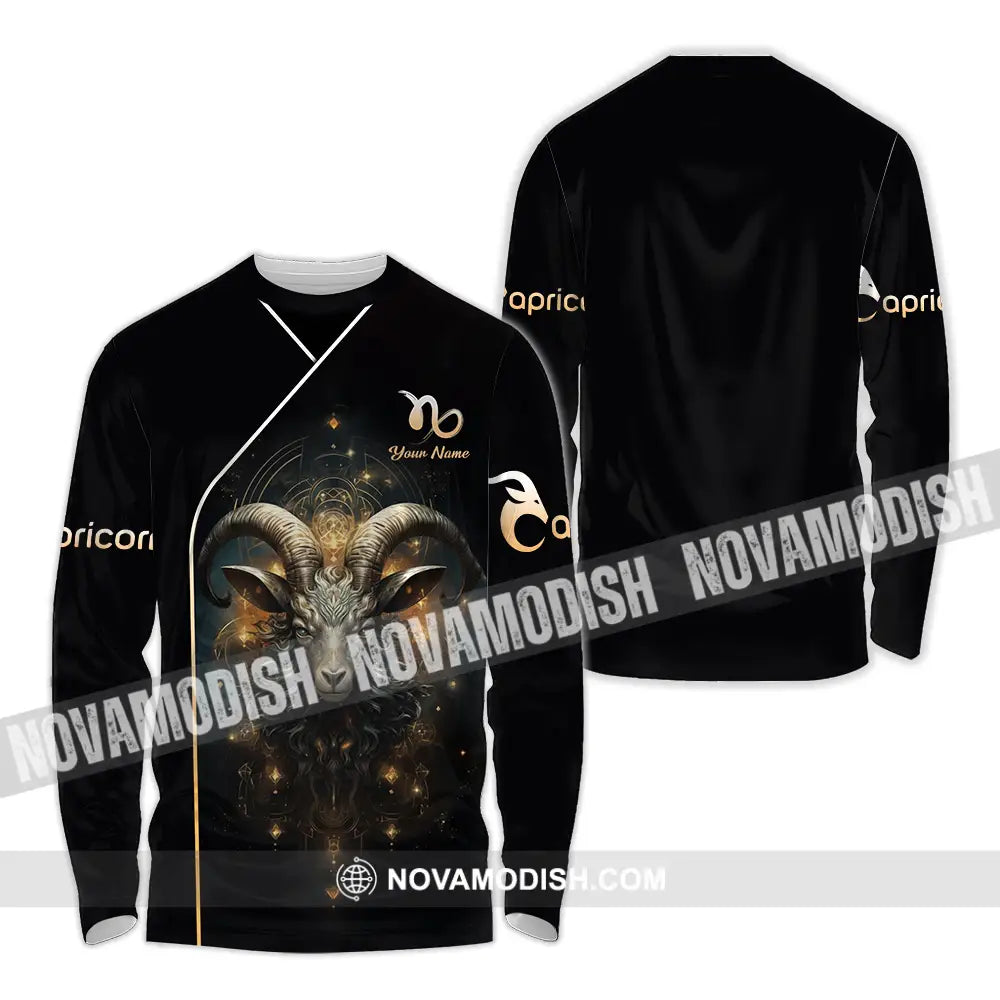 Unisex Shirt - Custom Text Shirt Capricorn Long Sleeve Shirt / S T-shirt