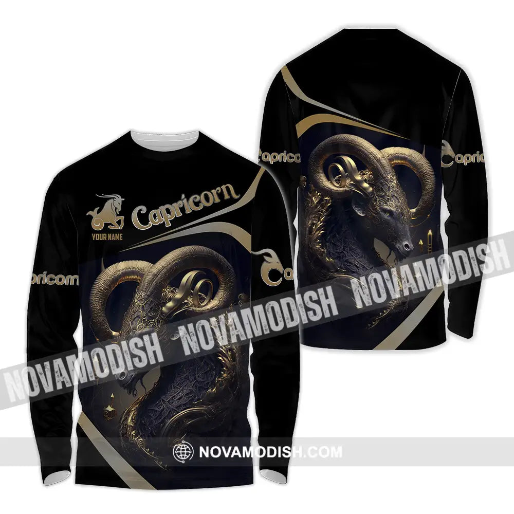 Unisex Shirt - Custom Text Shirt Capricorn Long Sleeve Shirt / S T-shirt
