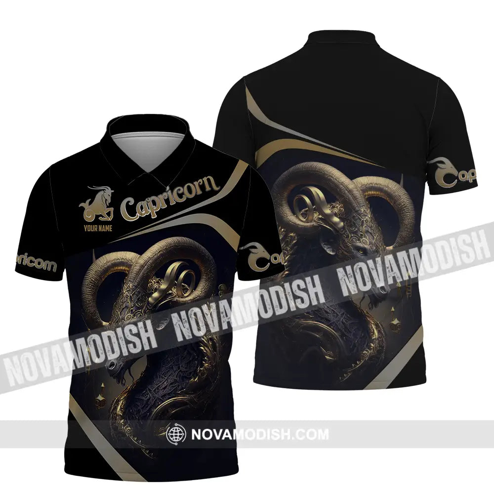 Unisex Shirt - Custom Text Shirt Capricorn Polo Shirt / S T-shirt