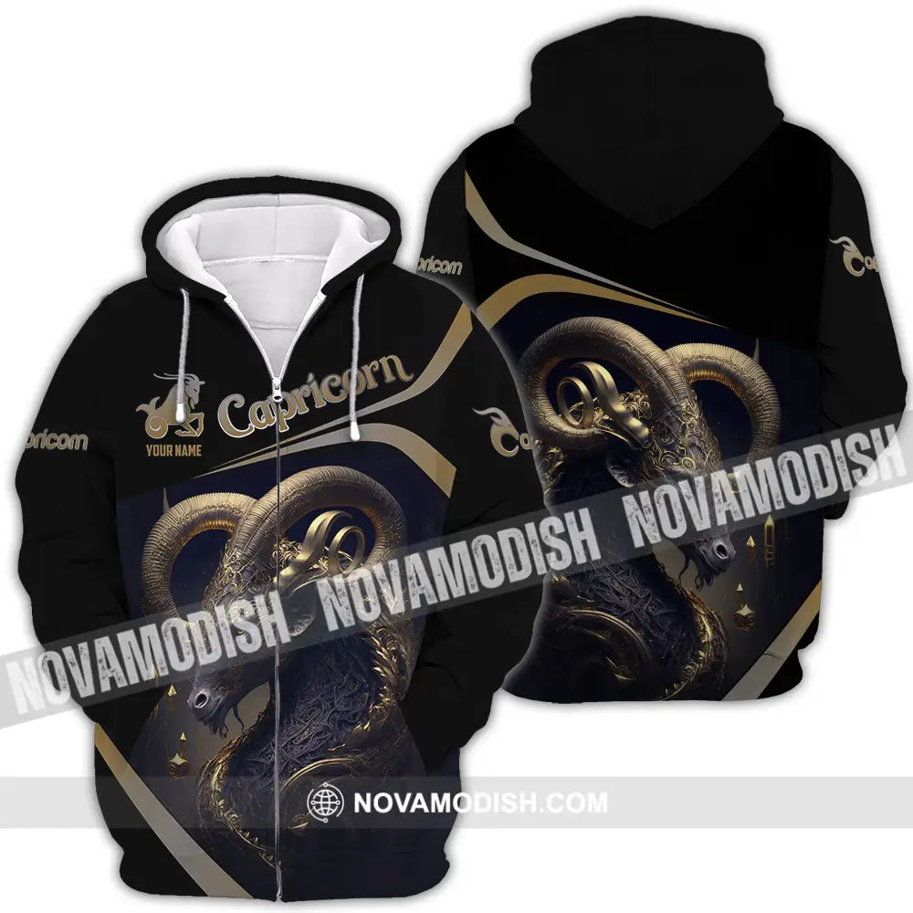 Unisex Shirt - Custom Text Shirt Capricorn Zipper Hoodie / S T-shirt