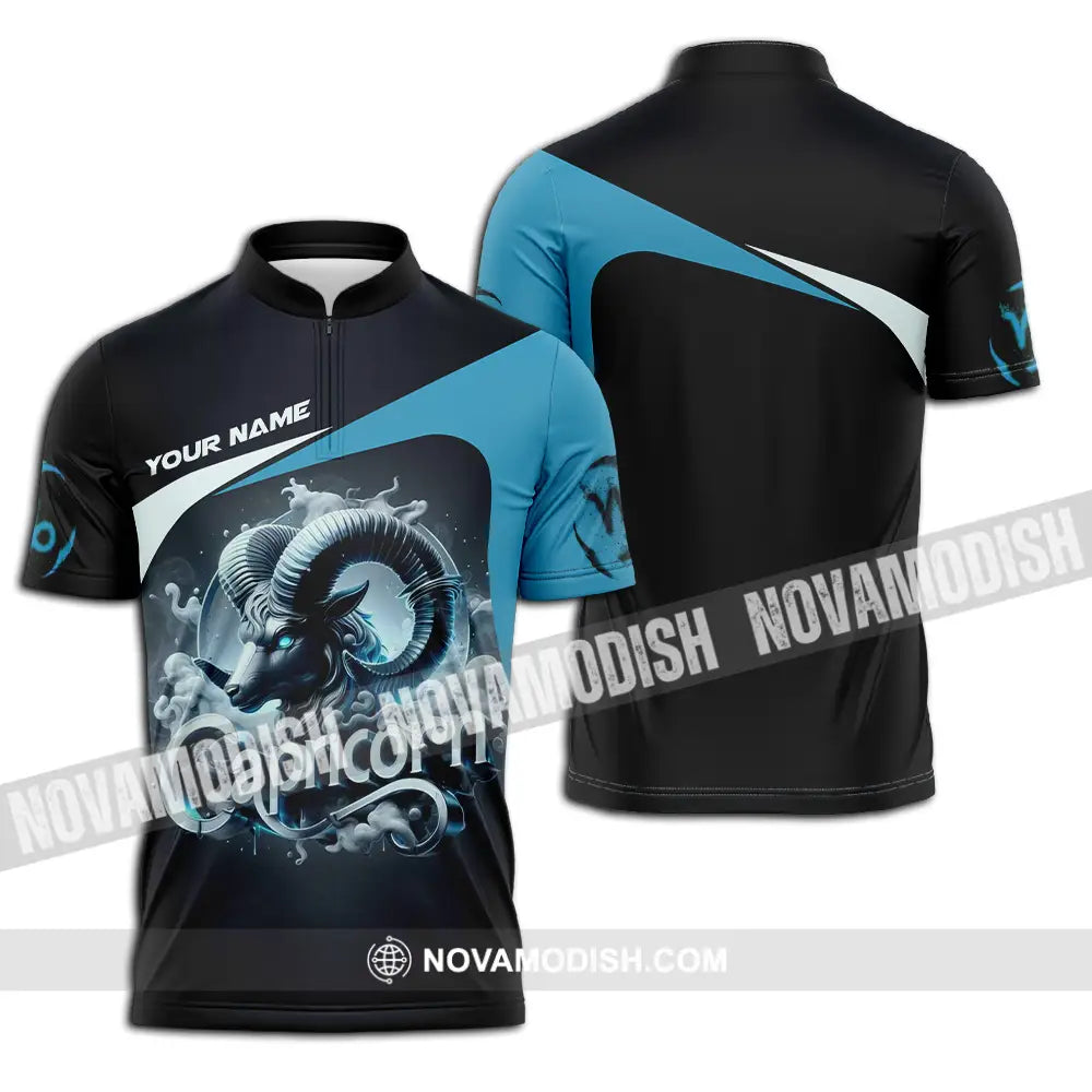 Unisex Shirt - Custom Text Shirt Capricorn Zipper Polo Shirt / S T-shirt