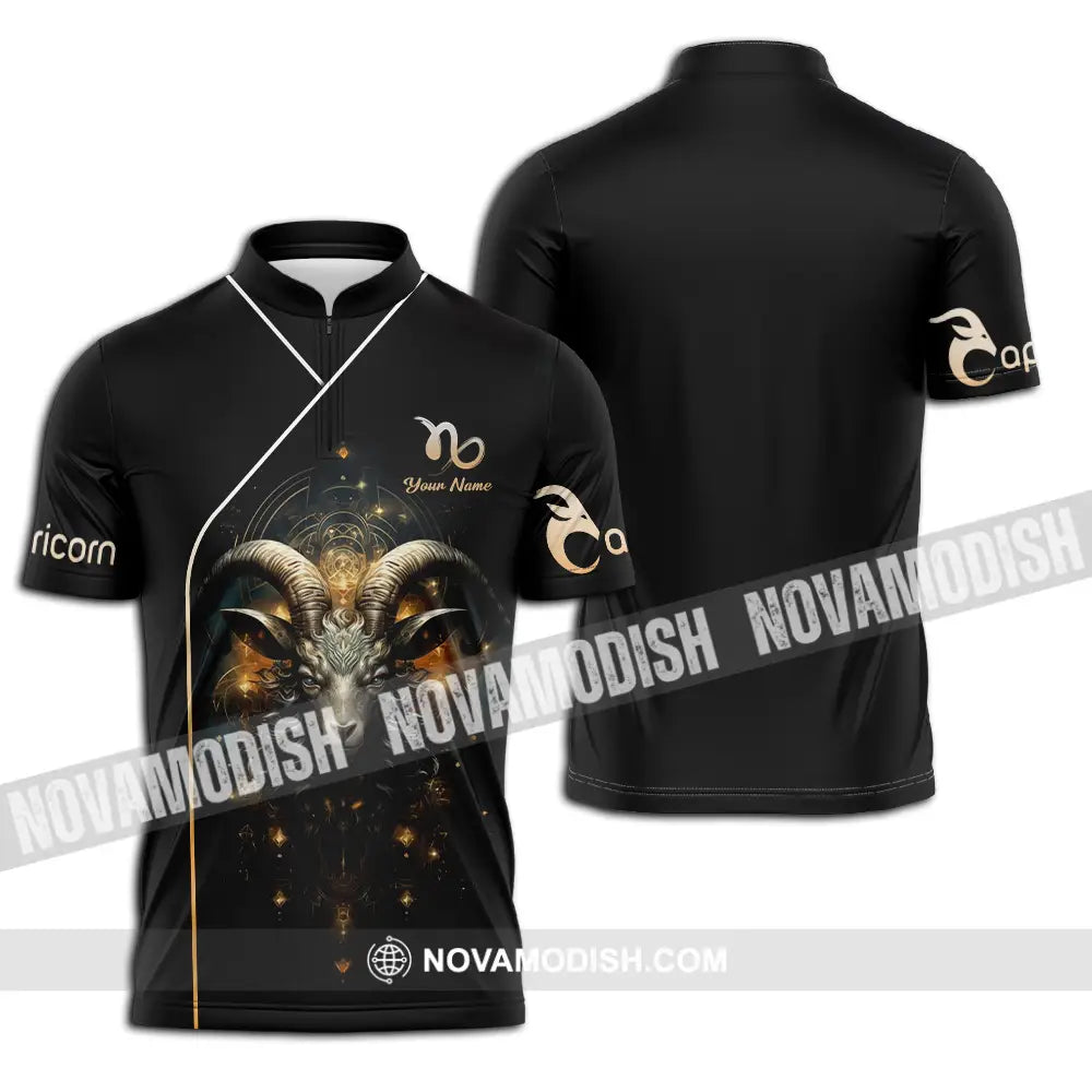 Unisex Shirt - Custom Text Shirt Capricorn Zipper Polo Shirt / S T-shirt
