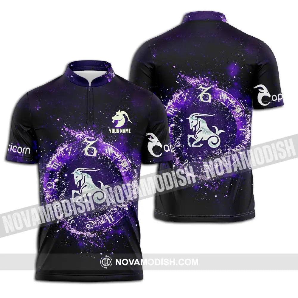 Unisex Shirt - Custom Text Shirt Capricorn Zipper Polo Shirt / S T-shirt