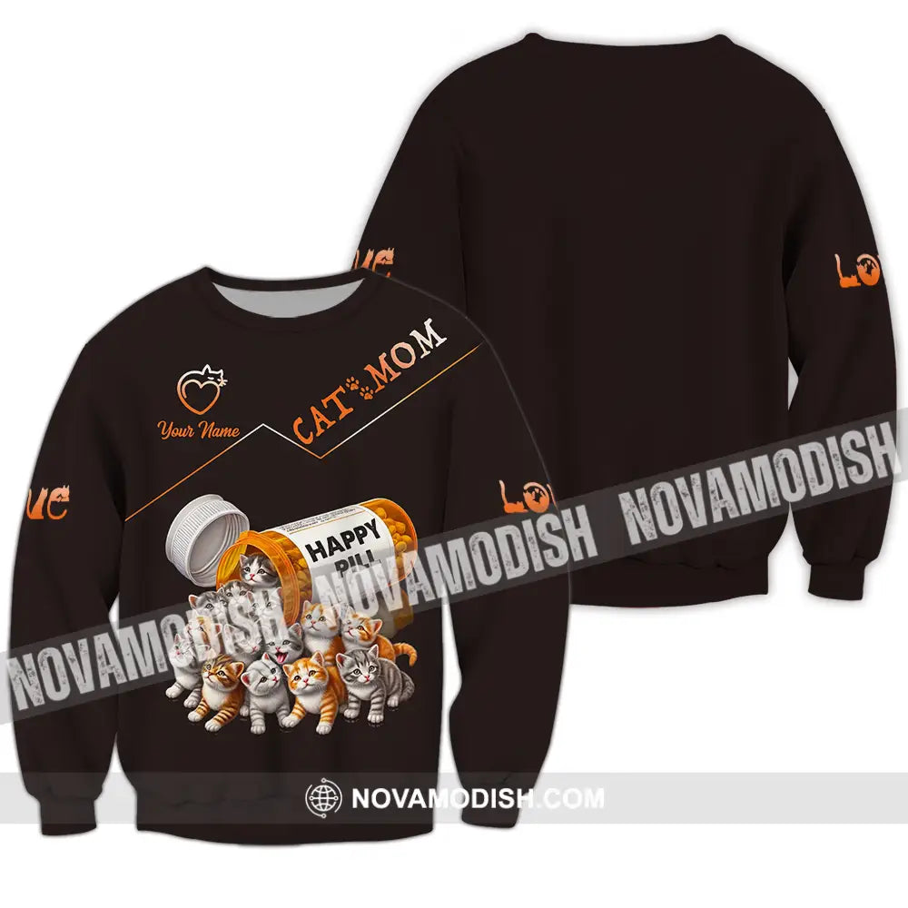 Unisex Shirt - Custom Text Shirt Cat Mom Shirt Long Sleeve / S T-shirt