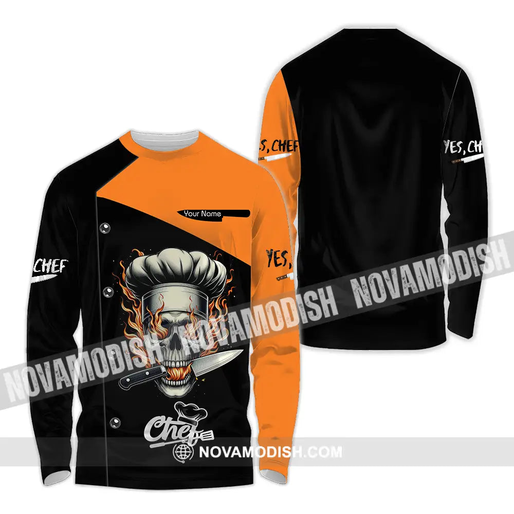 Unisex Shirt - Custom Text Chef Shirt Long Sleeve Shirt / S T-shirt