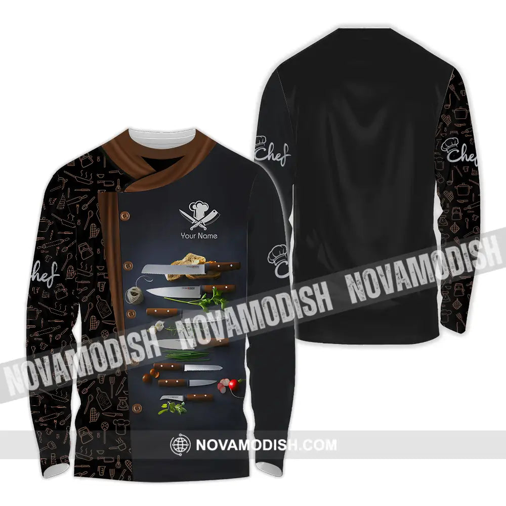 Unisex Shirt - Custom Text Chef Shirt Long Sleeve Shirt / S T-shirt