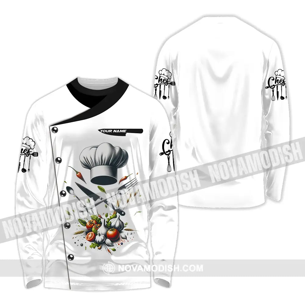 Unisex Shirt - Custom Text Chef Shirt Long Sleeve Shirt / S T-shirt