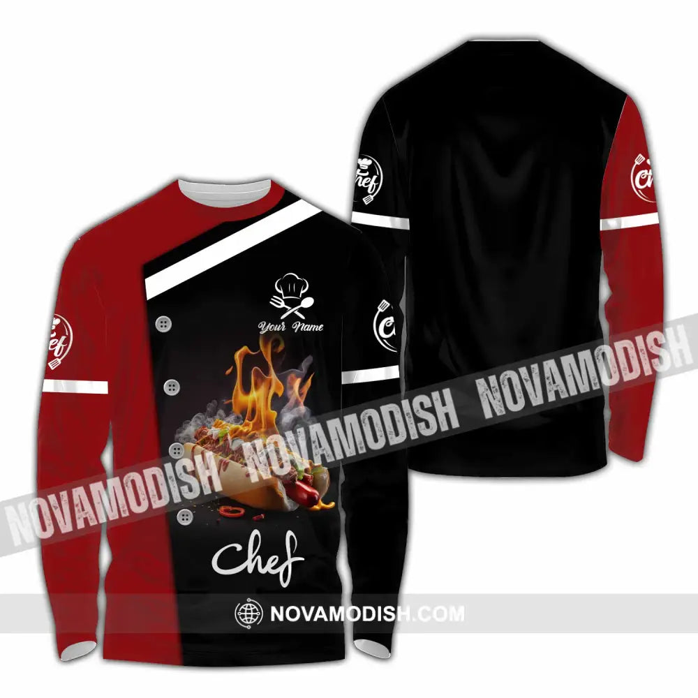 Unisex Shirt - Custom Text Shirt Chef Shirt Long Sleeve Shirt / S T-shirt