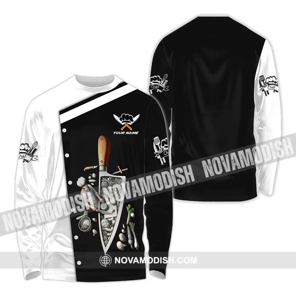 Unisex Shirt - Custom Text Chef Shirt Long Sleeve Shirt / S T-shirt