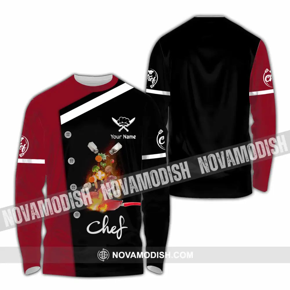 Unisex Shirt - Custom Text Shirt Chef Shirt Long Sleeve Shirt / S T-shirt