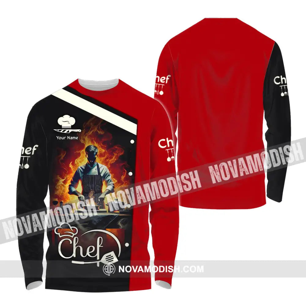 Unisex Shirt - Custom Text Shirt Chef Shirt Long Sleeve Shirt / S T-shirt