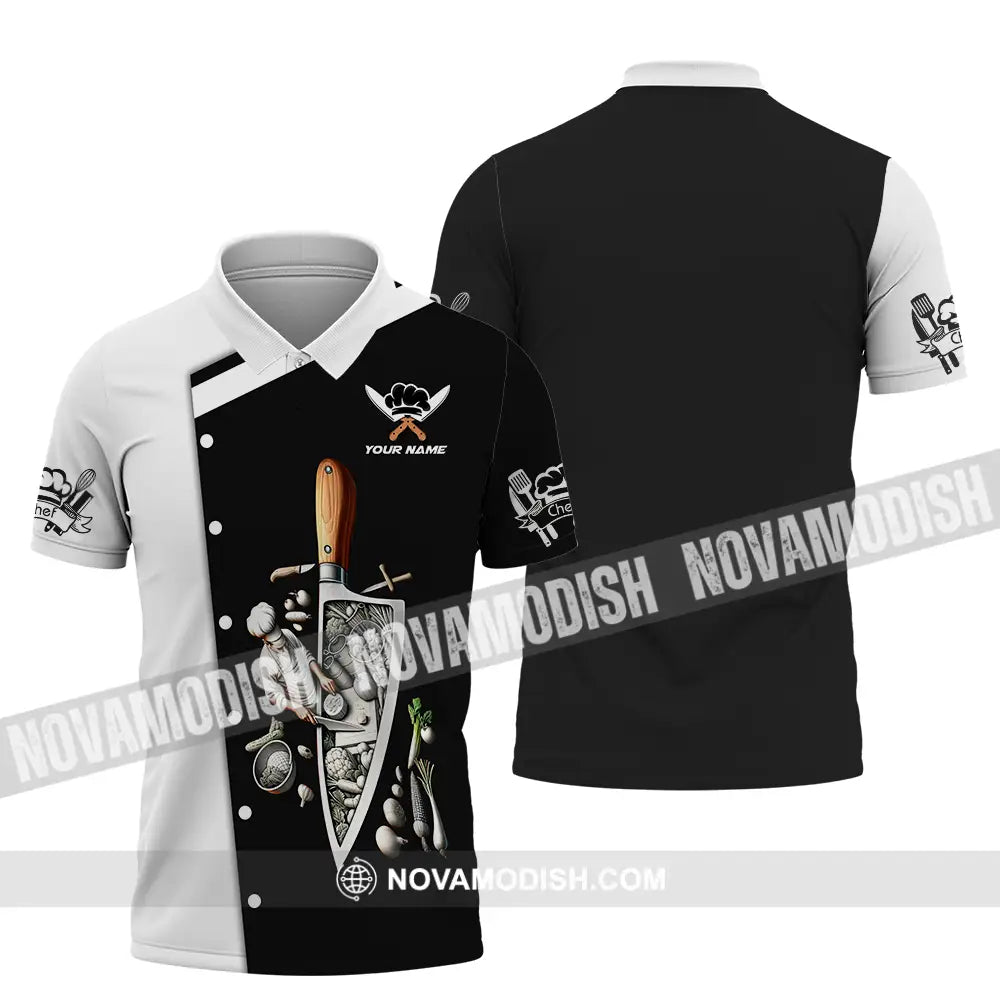 Unisex Shirt - Custom Text Chef Shirt Polo Shirt / S T-shirt