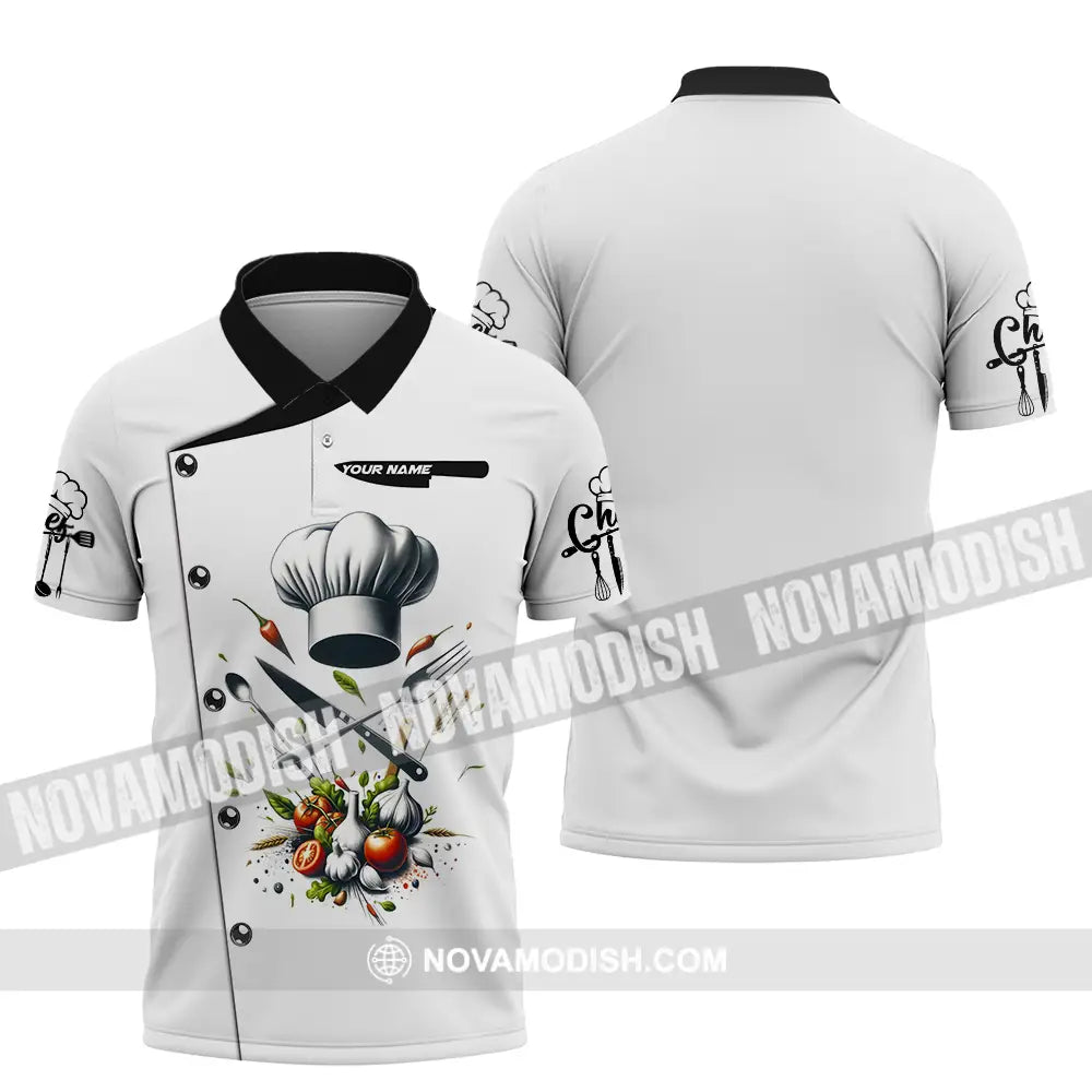 Unisex Shirt - Custom Text Chef Shirt Polo Shirt / S T-shirt
