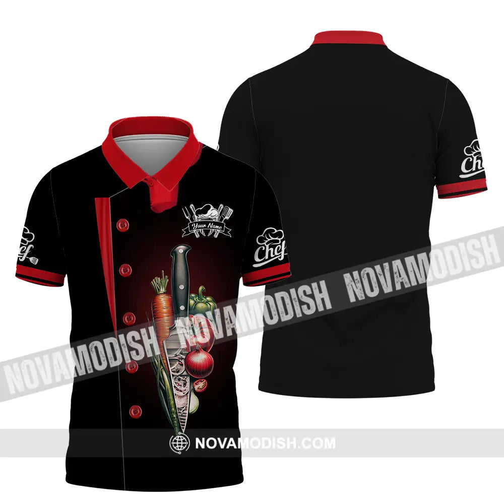 Unisex Shirt - Custom Text Chef Shirt Polo Shirt / S T-shirt