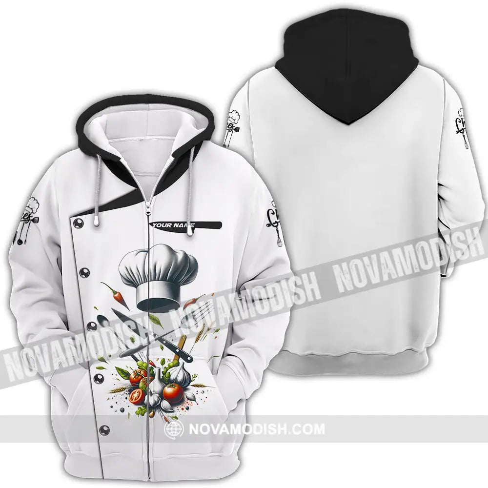 Unisex Shirt - Custom Text Chef Shirt Zipper Hoodie / S T-shirt