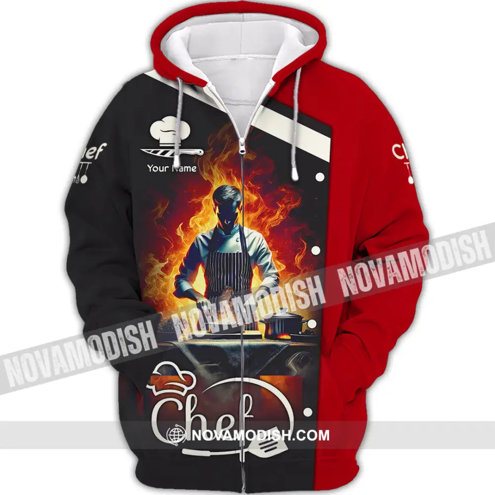 Unisex Shirt - Custom Text Shirt Chef Shirt Zipper Hoodie / S T-shirt
