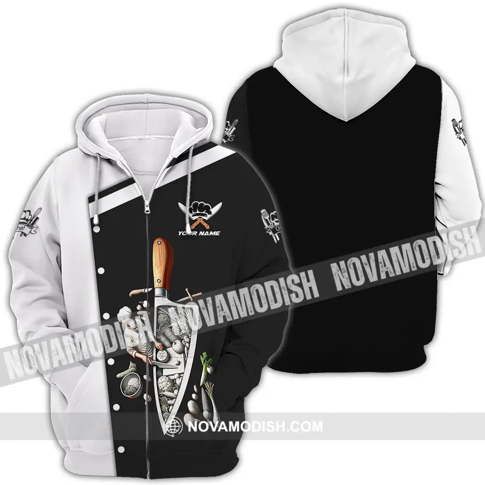 Unisex Shirt - Custom Text Chef Shirt Zipper Hoodie / S T-shirt